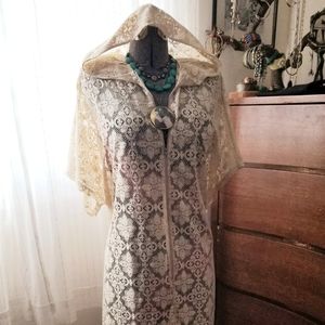 Vintage Boho Hooded Wedding Dress